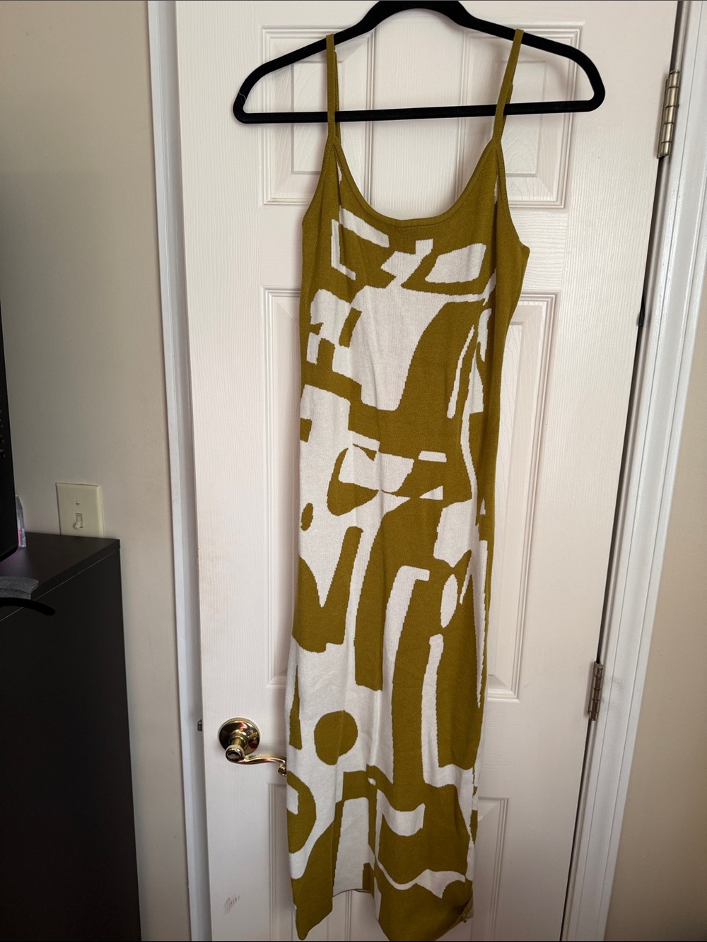Amazon Olive & White Abstract Slip Maxi Dress